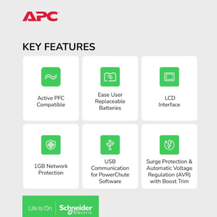 เครื่องสำรองไฟฟ้า APC 650VA 390 วัตต์ รุ่น BR650MI-3Y EASY UPS 6 ช่อง ป้องกัน ไฟตก ไฟเกิน_5